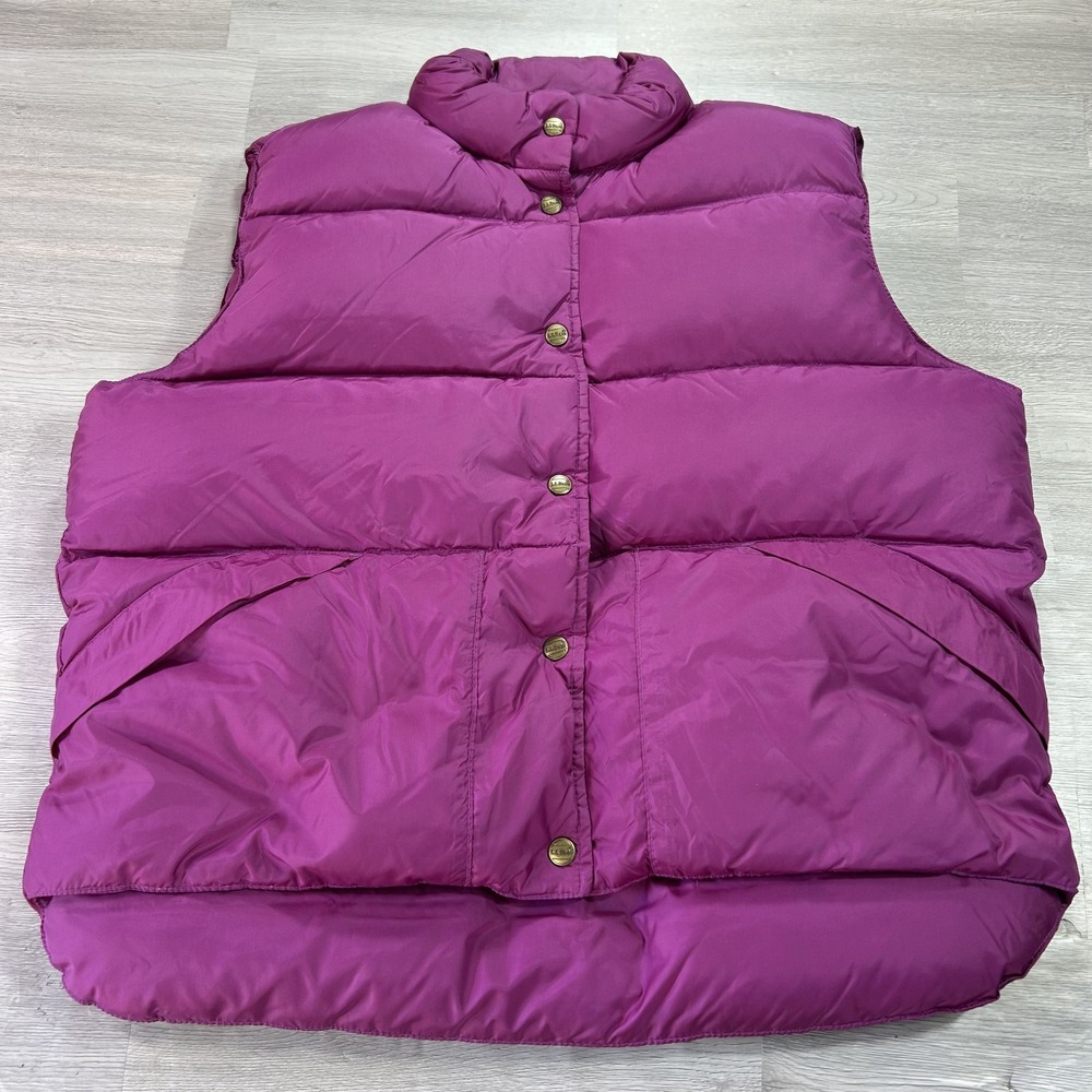 VINTAGE L.L.Bean Vest Womens Large Purple Goose Down Puffer Nylon Outdoor